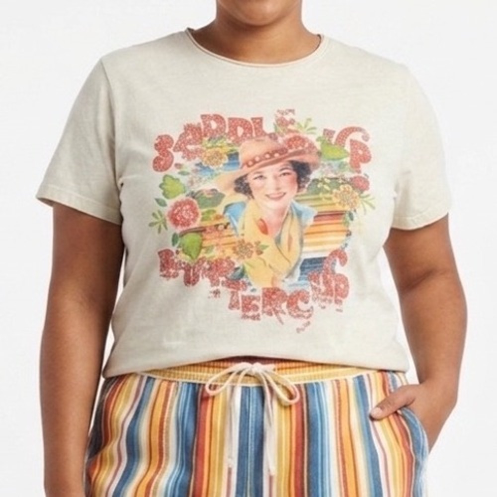American Bling Saddle Up Buttercup Graphic Tee XXL Rhinestone Western Cowgirl
